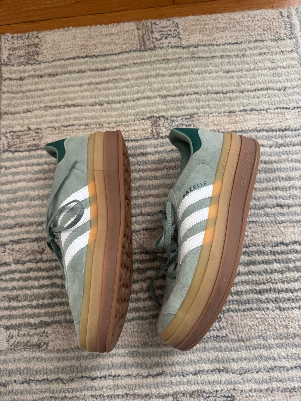 adidas Gazelle Sneakers in Sage Green with White Stripes - Picture 2 of 4
